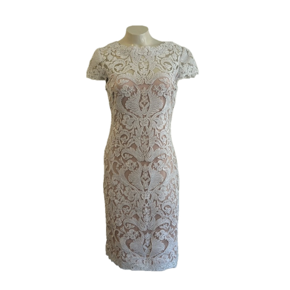 Tadashi Shoji cream / ivory cocktail lace dress sz 6
